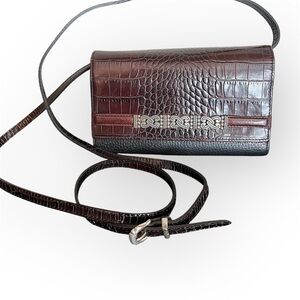 Brighton vintage mini crossbody bag/wallet/clutch, croc embossing, leather